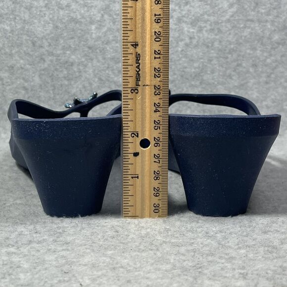 Oka-B Joy‎ Wedge Sandals Womens Large Navy Blue Starfish Sparkle Thong Flip Flop - Picture 15 of 15